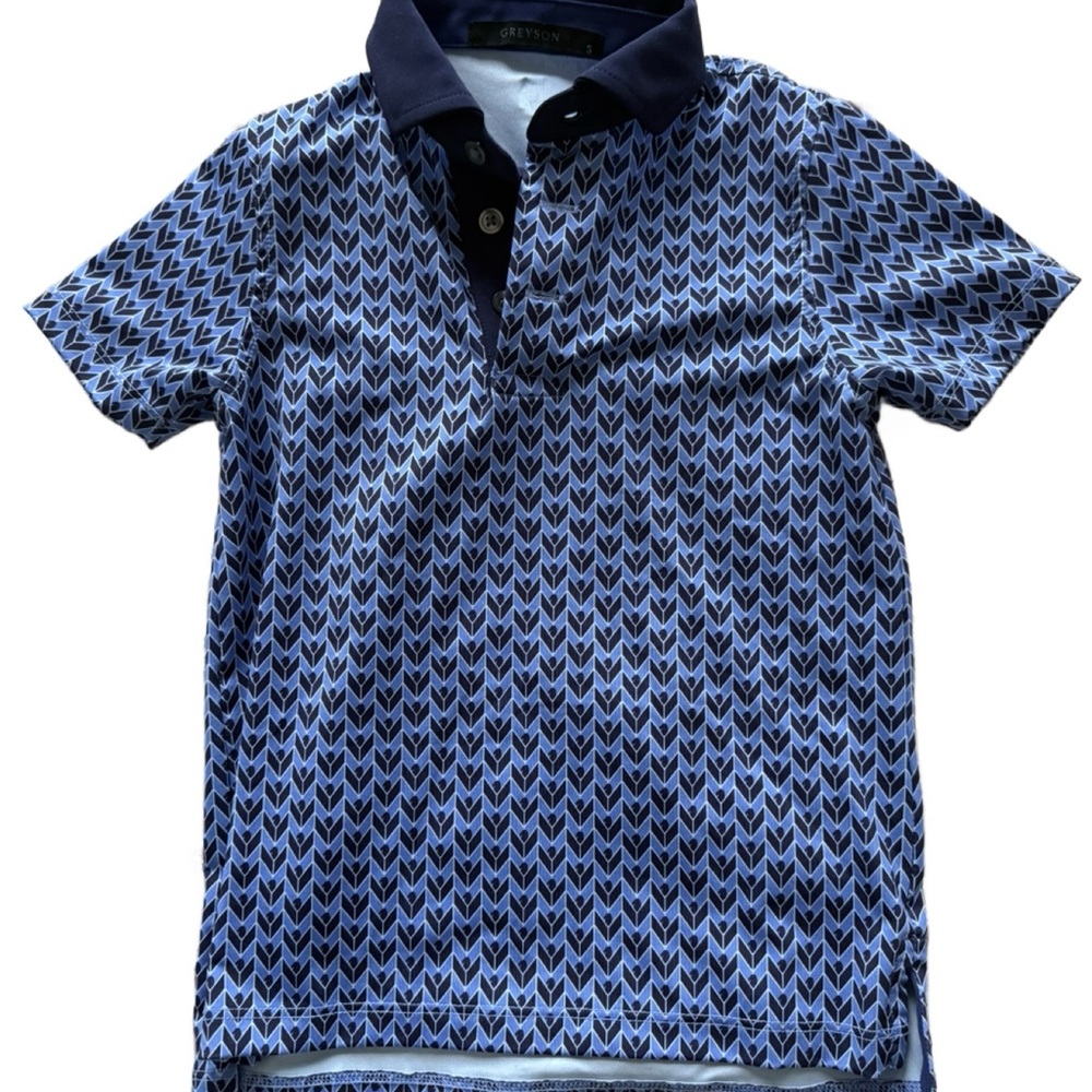 Greyson Navy and White Patterned Polo Shirt